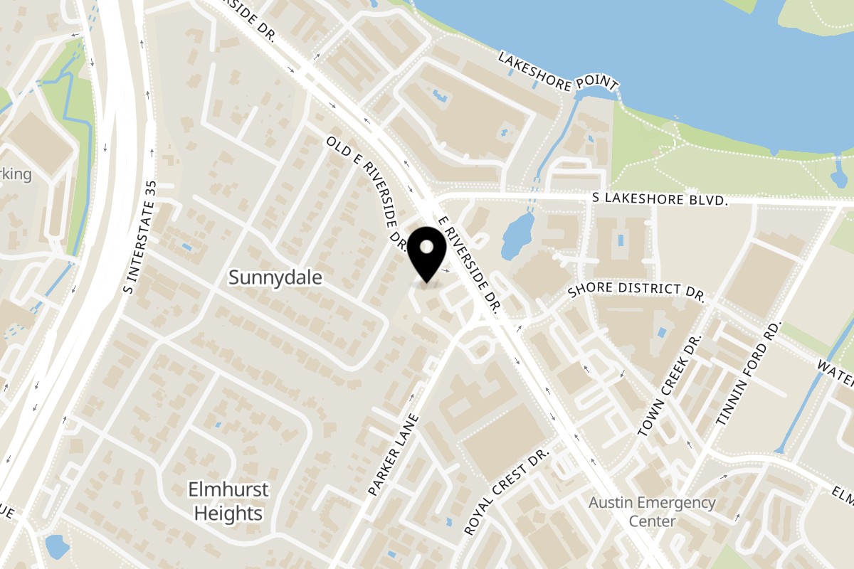 Map showing the location of El Taquito Austin on 1713 E Riverside Dr in Austin